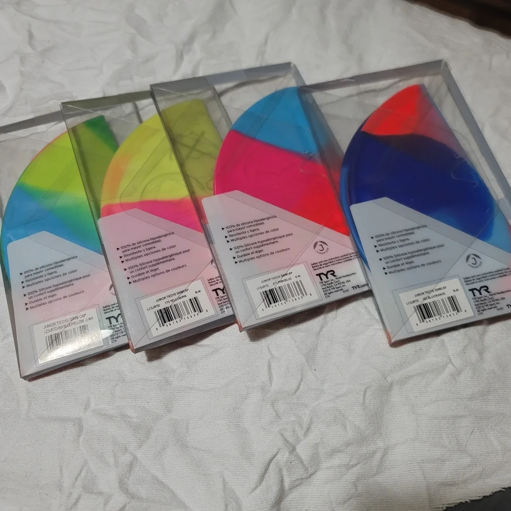 TYR Assorted Graphic Swim Cap Junior Hypoallergenic Silicone